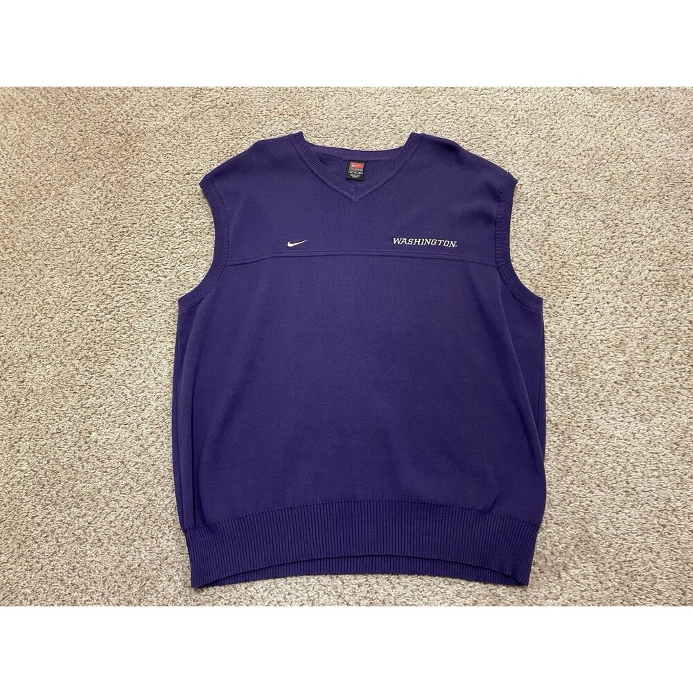Vintage Nike Original University of Washington UW Mens Sz XL Sweater Vest Purple